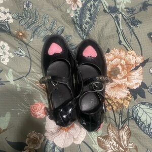 lamoda black and pink heart chunky mary jane